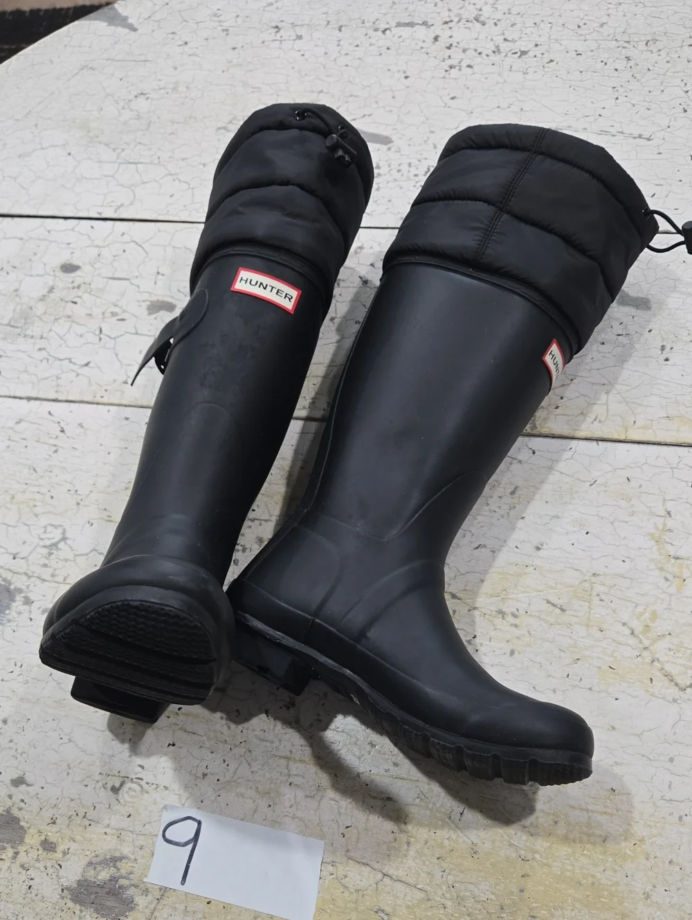 Hunter Boot Original Tall Quilted Cuff boots Black Matte Finish Size 38-7